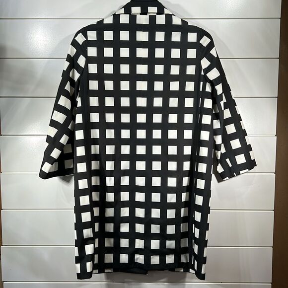 Kate Spade Black & White Franny Rain Coat Women's Size Medium Checkered Jacket - Picture 8 of 10